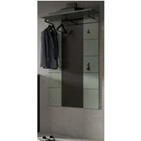 Inn.Furn Garderobenpaneel Cooper (Wandgarderobe in Salbei Grün und Basalt Grau, 80 x 145 cm), mit Kleiderstange und 7 Kleiderhaken