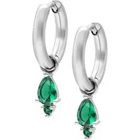 Wildcat Paar Ohrhänger Little Tear Hoops - Silber, Smaragdno Zelena, Chirurgenstahl 316L - wasserfest, langlebig, hautverträglich