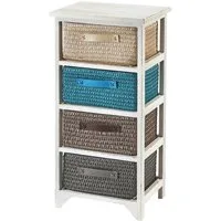 Kobolo Regal Holzregal white washed mit 4 Schubfächer