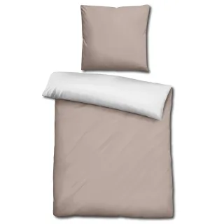 Sleezzz® Renforcé Wendebettwäsche beige/weiß 135 x 200 + 80 x 80 cm