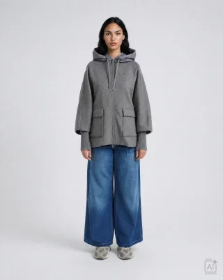 Smith&Soul - Hooded Hybrid Jacket grey melange - Gr. - L