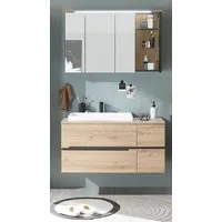 PREISBRECHER Badezimmer-Set Memphis, (Waschbecken), (2-tlg) Grau / Artisan Eiche Dekor - 110x176x53 (BxHxT)