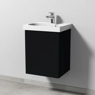 Sanipa 3way Waschtischunterbau zu Geberit Acanto Waschtisch mit 1 Tür, Schwarz-Matt SF41308