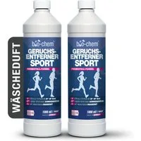 bio-chem Textilerfrischer Geruchsentferner & Wäscheduft Sport 1 L - Probiotischer Waschzusatz (Geruchsentferner Sport 2x 1 L + Dosierbecher)