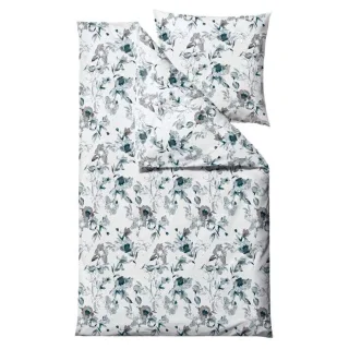 Bio-Satin-Bettwäsche aus Baumwolle in türkisblau | Södahl Flower Burst. Das strukturierte Schlafzimmer-Zubehör für Ihren geordneten Alltag.