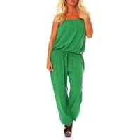 malito more than fashion Jumpsuit malito Damen Einteiler in Uni Farben, Overall mit Stoffgürtel, Jumps mit Bindeband Einheitsgröße