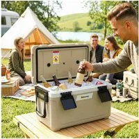 Outsunny Kühlbox mit PU-Vollschaumisolierung, Ablassventil, Griff, 42 l, für Camping Picknick