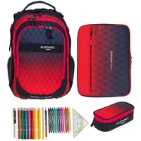 ELEPHANT Schulrucksack Hero Signature Schultasche Digital Ready Set (4 Teile Schulrucksackset, 4-tlg., inkl. Mäppchen Box + Laptop Hülle Sleeve + 31 Teile Stifte), Rucksack Schulmappe Jungen Mädchen +rmlv