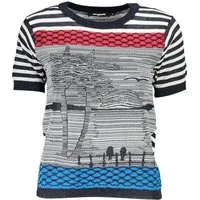 Desigual Strickpullover Stilvolles Damenpullover Blau mit Kontrastdetails und Rundhalsausschni