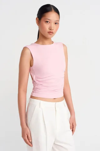 Damen Slim-Fit Cut-out Crop Bluse