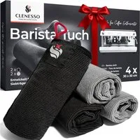 CLENESSO Reinigungstuch (4 Stück (je 2 Stück in Grau und Antrazit), Hochwertige Mikrofaser Geschirrtücher für Siebträger & Haushalt)