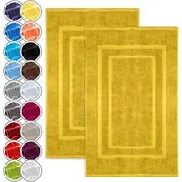 NatureMark Badematte 2er-Set Badvorleger 50x80cm, strapazierfähig, Baumwolle, rechteckig, Badematte 2-tlg., Duschmatte Duschvorleger, Premium Qualität, 50x80cm, Gelb