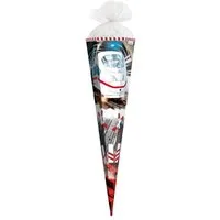 Roth Schultüte Schnellzug mit Folieneffekt, 85 cm, eckig, mit weißem Tüllverschluss, Zuckertüte für Schulanfang
