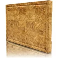 holz4home® Schneidebrett Küchenbrett aus Eichenholz I Hackbrett mit Saftrille in 3 Größen, Stirnholz mit Würfelmuster