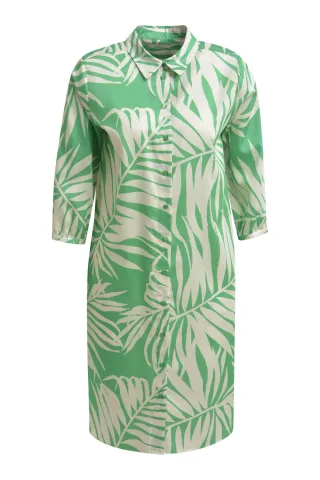 Milano Italy - Dress w collar and placket and 3/4 sleeve + back w gathering apple print - Gr. - 44