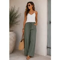 SUBLEVEL Chinos Damen Luftige Sommerhose Freizeit Weit geschnitten Stoffhose Musselin