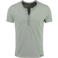 Key Largo Henleyshirt Lemonade vintage Look uni Basic MT00122 mit Knopfleiste unifarben kurzarm slim fit