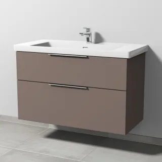 Sanipa 3way Waschtischunterbau zu Villeroy & Boch Subway 3.0 Waschtisch mit 2 Auszügen, Taupe-Matt UP8491T