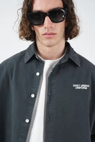 Übergroßes Baumwoll-Popeline Crop-Overshirt