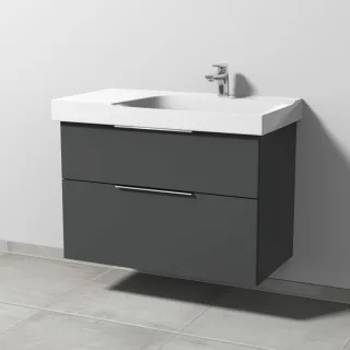 Sanipa 3way Waschtischunterbau zu Geberit Xeno2 Waschtisch mit 2 Auszügen, Anthrazit-Matt UM66322