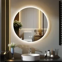 GIMBELEN Badspiegel LED-Badezimmer-Spiegel, 50 cm Rund LED Spiegel, 3 Farben, dimmbar, Touch, sparsam, Memory.