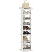 IDEASY Schuhregal Freistehendes Schuhregal mit 8 Ebenen, Weiß, platzsparend 24×24×120 cm, Eine Packung, Schmales Holz-Schuhregal für Flur & Diele, platzsparend 0,06 m²
