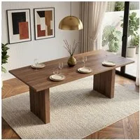 KLAM HOME Esstisch Ausziehbarer Esstisch 140–200 cm Eichenoptik für 6–8 Personen (Moderner Esszimmertisch mit verdickter Tischplatte & Lamellenbeinen), Rechteckiger Esstisch aus MDF, flexibel ausziehbar