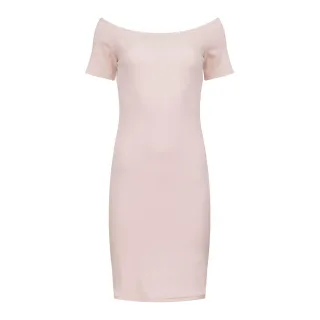 Zartes Blush Rosa Schulterfreies Enges Kleid