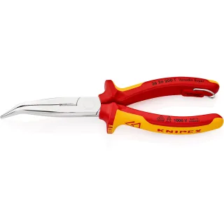 KNIPEX Flachrundzange mit Schneide/Befestigungsöse angewinkelt (Storchschnabelzange) - 2626200T
