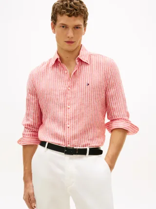 LINEN BENGAL STRIPE RF SHIRT Orange Flash - Gr. - M
