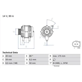 Bosch Lichtmaschine 90A Audi Seat Skoda VW 0986041310