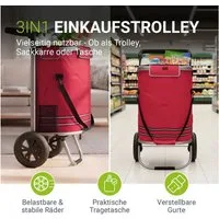 Juskys Einkaufstrolley, 56 l, 3in1 für Shopping, mit 2 Rollen, 56 L Tasche, klappbar & modern