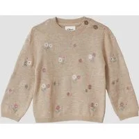 s.Oliver Longpullover Strickpullover Feinstrickpullover mit Blumen-Stickerei