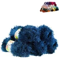 AYAZ Fransen-Strickgarn Yumos 5 Knäuel à 150 m 100 g Strickwolle Häkelwolle, 5 m (Paket, 5-St), 1148 marineblau