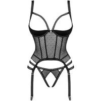 Obsessive Corsage Corsage in schwarz offen inkl. String