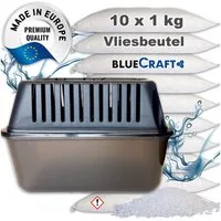 BlueCraft Luftentfeuchter Nachfüllpack Granulat Box Raumenfeuchter + 10x 1kg Granulat Vliesbeut, ohne Strom Nachfüller gegen Schimmel Schlafzimmer Wohnung