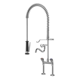 KWC Zweigriffmischer GASTRO Geschirrwaschbrause, AD153, A300, Stand, chromeline 125439