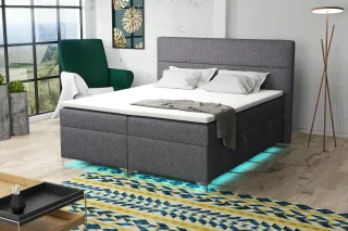 Boxspringbett Schlafzimmerbett CANELA 160x200cm inkl.Bettkasten/ LED