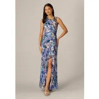 Adrianna Papell Abendkleid Metallic Crinkle Mesh Gown Schimmerndes und strukturiertes Abendkleid