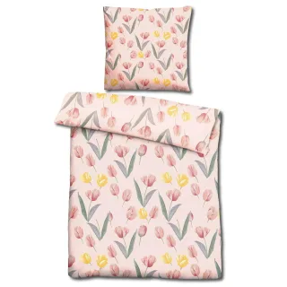 CloudComfort Basic Mikrofaser Bettwäsche Tulpen 135 x 200 + 80 x 80 cm