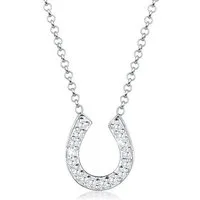 Elli Kette mit Anhänger Hufeisen Glück Zirkonia 925 Sterling Silber, Hufeisen