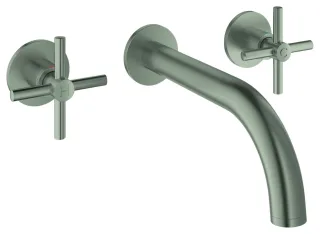 GROHE 3-Loch-Waschtisch-Batterie Atrio 20661 Kreuz-Griff satin steel, 20661MS0 20661MS0