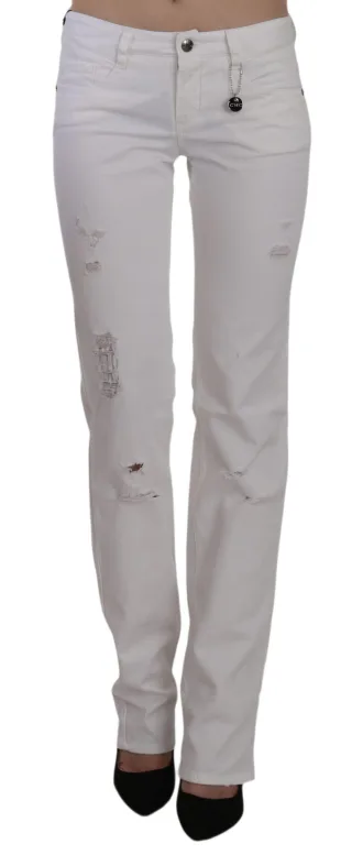 Costume National Weiße Baumwoll Slim Fit Gerade Jeanshose