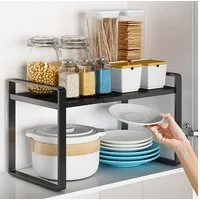 TUWENA Küchenregal Erweiterbarer Küchenregal Organizer, Küchengewürzregal Schrankregal, Schrankregal Ausziehbares 36-64cm, Ideal Tischregal oder Gewürzregal