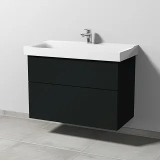 Sanipa 3way Waschtischunterbau zu Geberit Xeno2 Waschtisch mit 2 Auszügen, Vulkan-Matt SP6611V