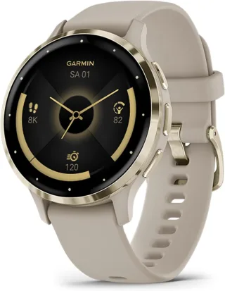 Garmin Venu 3S [inkl. Silikonarmband french grey] 41mm Edelstahlgehäuse gold