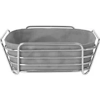 blomus Brotkorb -DELARA- Vielseitiger Brotkorb: Modernes Design, Verchromter Stahl, 100% Baumwolle, Hygienisch, Langlebig, Zeitlos