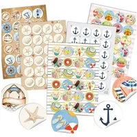 Logbuch-Verlag Aufkleber Aufkleber SET 5 x 24 bunte Sticker - Urlaub Reise maritim sommerlich