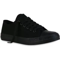 VAN HILL 20388436 YR LW2255-1 Damen Sneaker All Black 36 Sneaker Damen Sneaker Low Bequeme Schnürer Basic Stoff Schnür-