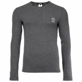 Versace T-Shirt Long Sleeves Round Neck Jersey Topeka Bi-Stretch Cotton Organic New Logo Longsleeve